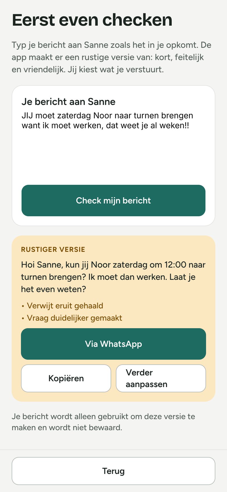 Eerst even checken: een rustige versie van je bericht